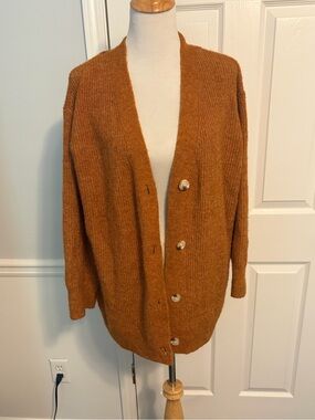 A New Day Rust Color Long Sleeve Oversized Button-Up Cardigan - Size Medium